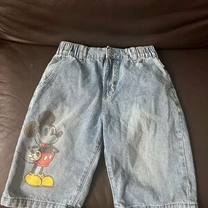 Disney Blue Denim Shorts with Mickey Mouse Design
